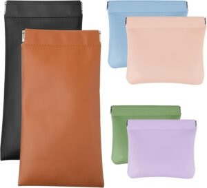 6 PCS Pocket Cosmetic Bag, Small Pocket Makeup Bag for Women Snap Closure Organizer Pouch Portable No Zipper Waterproof Leather, Mini Travel Storage Bag for Cosmetics Jewelry Headphone(6 color 3 size)