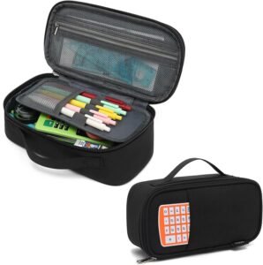 XQXA Large Capacity Pencil Case Multi-Slot Pencil Pouch Durable Pencil Box Portable Makeup Bag with Handle for Office