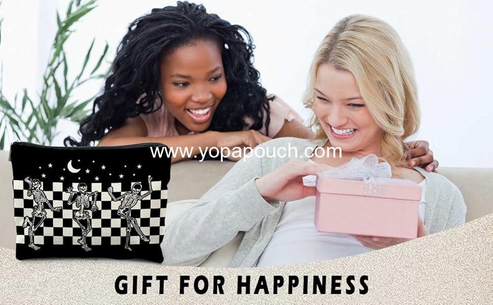 Wholesale Gothic Horror Skeleton Black Makeup Bag Cosmetic Pouch for Women - Spooky Gifts Factory