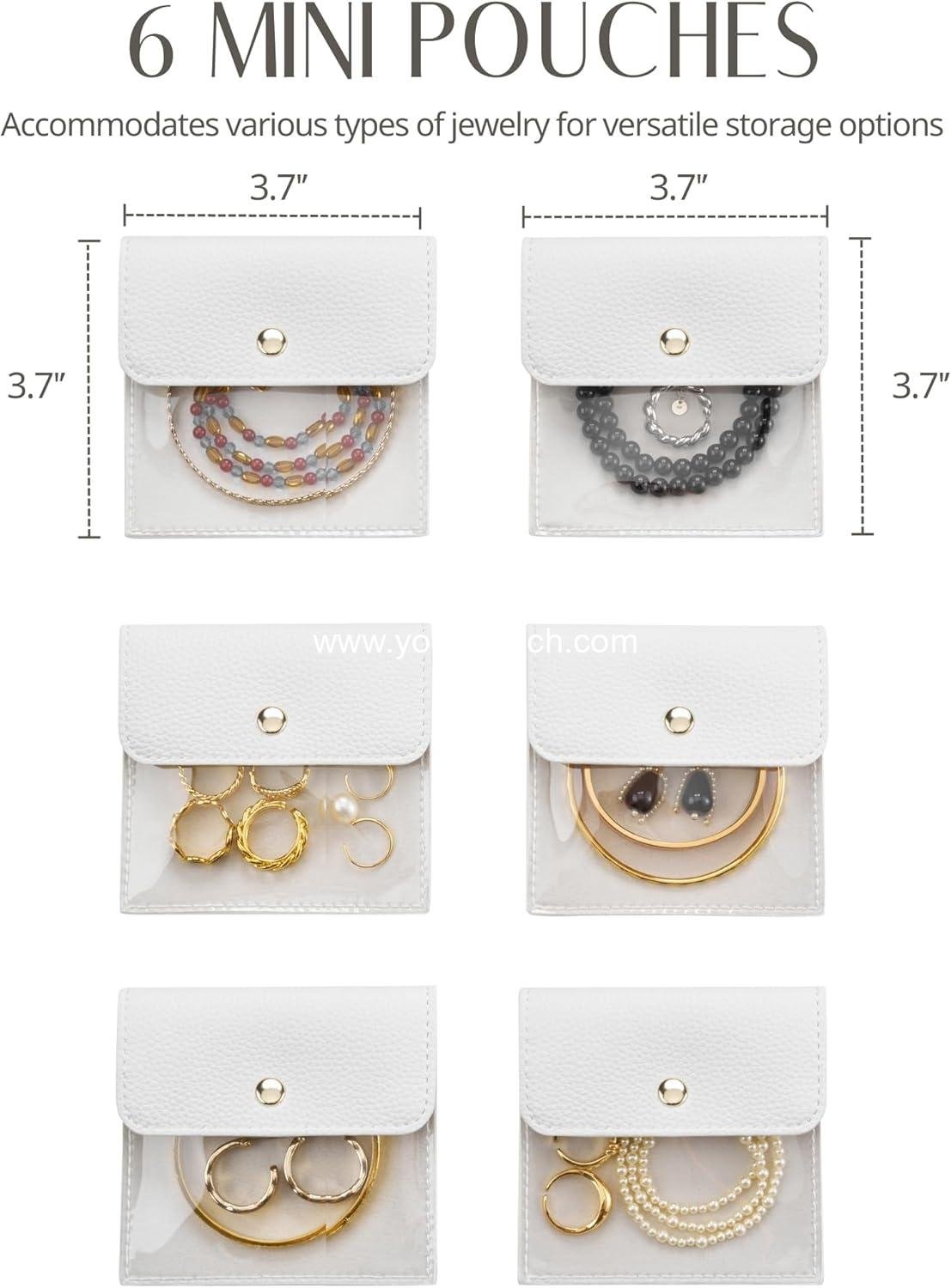 Wholesale 6 Pcs Mini Pouch Small Jewelry Bags Travel Clear Storage Leather Velvet Transparent Pouches for Women Factory