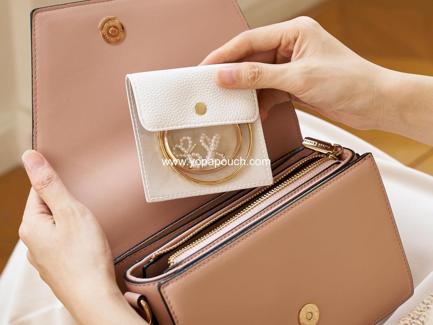 Wholesale 6 Pcs Mini Pouch Small Jewelry Bags Travel Clear Storage Leather Velvet Transparent Pouches for Women Factory