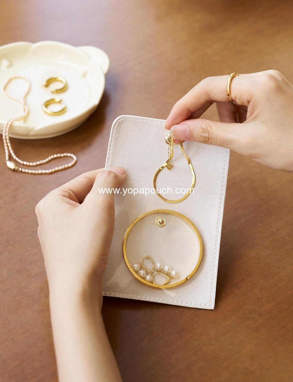 Wholesale 6 Pcs Mini Pouch Small Jewelry Bags Travel Clear Storage Leather Velvet Transparent Pouches for Women Factory