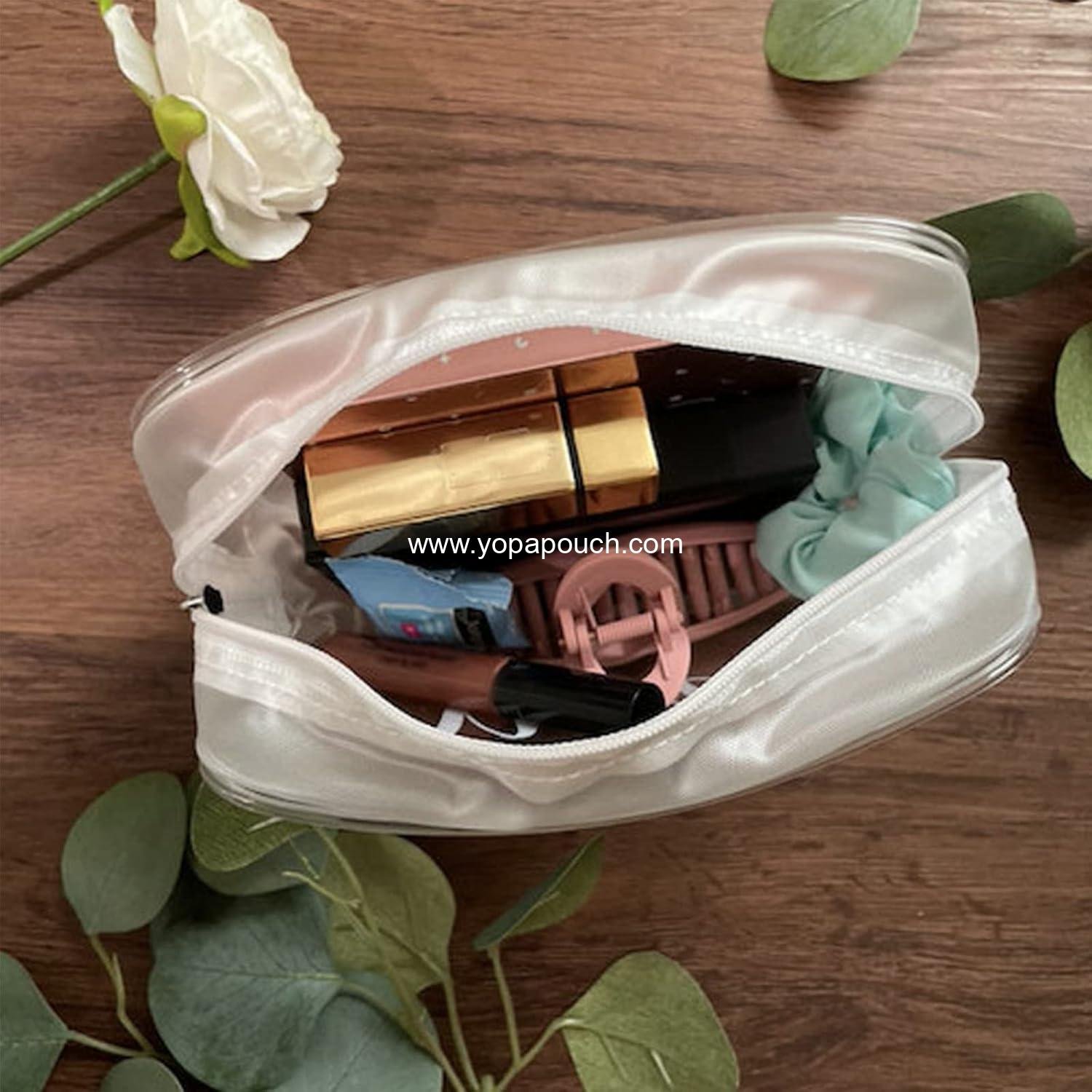 Wholesale 20 Packs Clear Waterproof Makeup Bags for Toiletries and Travel, PVC Organizer Case with Zipper for Men and Women (White) Supplier