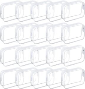 Tergy 20 Packs Clear Cosmetics Bags for Women Men Waterproof Toiletry Bags PVC Makeup Bags Organizer Case with Zipper for Travel Bathroom (White)