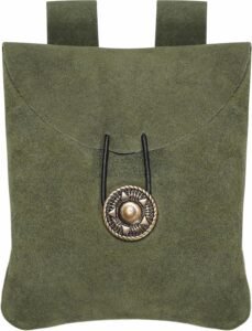 Mythrojan Medieval Renaissance Suede Jewelry Belt Pouch LARP Costume Waist Bag - Dark Green