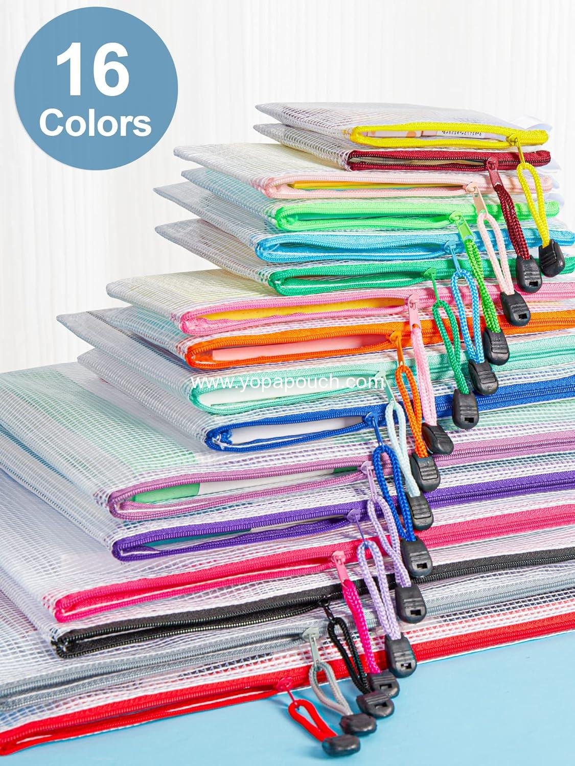 Wholesale 40pcs Mesh Zipper Pouches, 8 Sizes Waterproof Storage Bags for Board Games, 16 Colors for School Supplies, Office Items, Cosmetics, and Travel Accessories - Supplier
