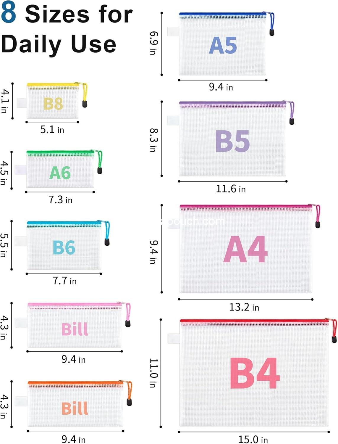 Wholesale 40pcs Mesh Zipper Pouches, 8 Sizes Waterproof Storage Bags for Board Games, 16 Colors for School Supplies, Office Items, Cosmetics, and Travel Accessories - Supplier