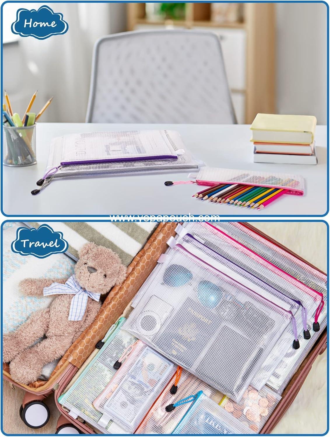 Wholesale 40pcs Mesh Zipper Pouches, 8 Sizes Waterproof Storage Bags for Board Games, 16 Colors for School Supplies, Office Items, Cosmetics, and Travel Accessories - Supplier