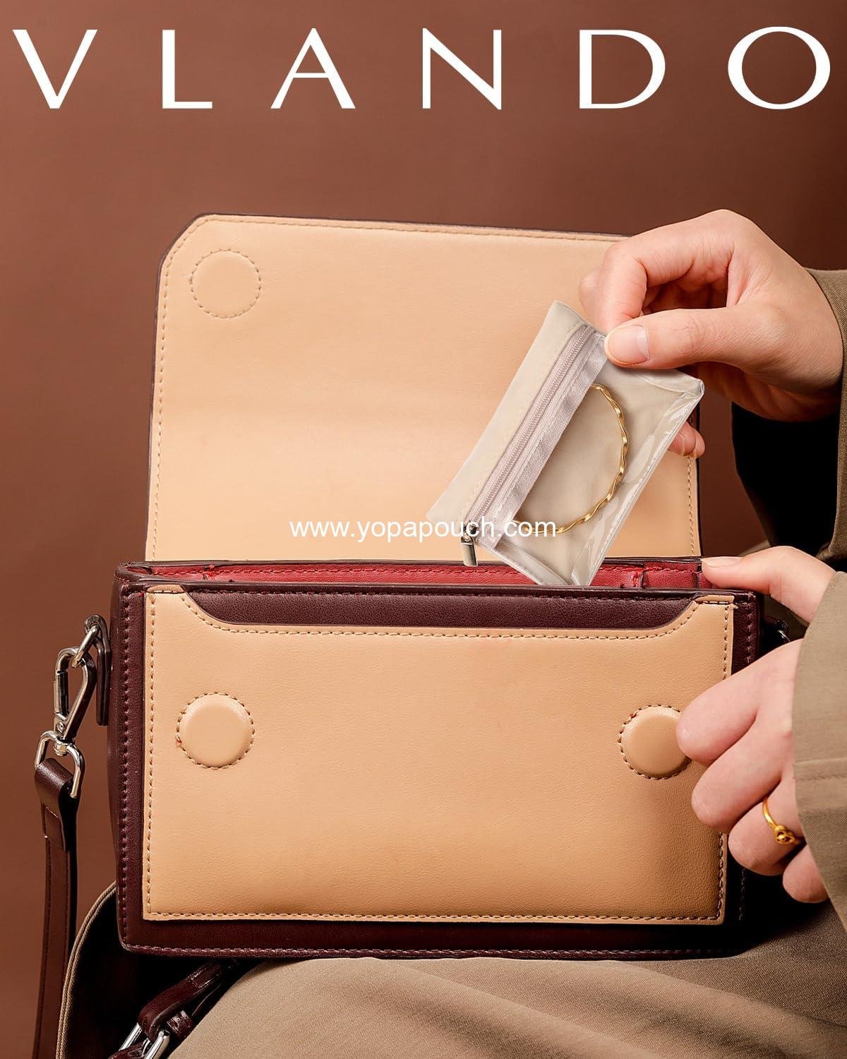 Wholesale Travel Jewelry Organizer with Clear Velvet Bags and Zipper Pouch for Women - 12 Pcs - Gift Idea for Girls Supplier