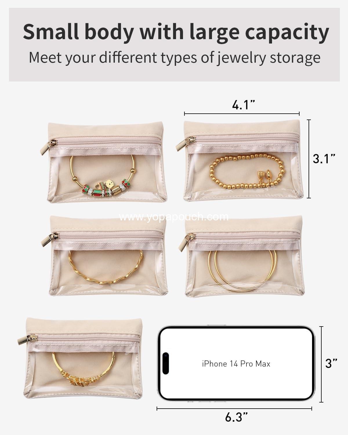 Wholesale Travel Jewelry Organizer with Clear Velvet Bags and Zipper Pouch for Women - 12 Pcs - Gift Idea for Girls Supplier