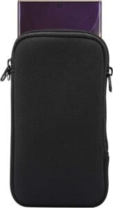 Neoprene Cell Phone Sleeve Zip Pocket Pouch Case for Samsung Galaxy S25 Ultra, S24 Ultra,S24 FE, S23 Ultra A15 A25 A55 A35 5G A05 A16 A06 A05s A36 A14 A26 A04, iPhone 16 Pro Max (Black)
