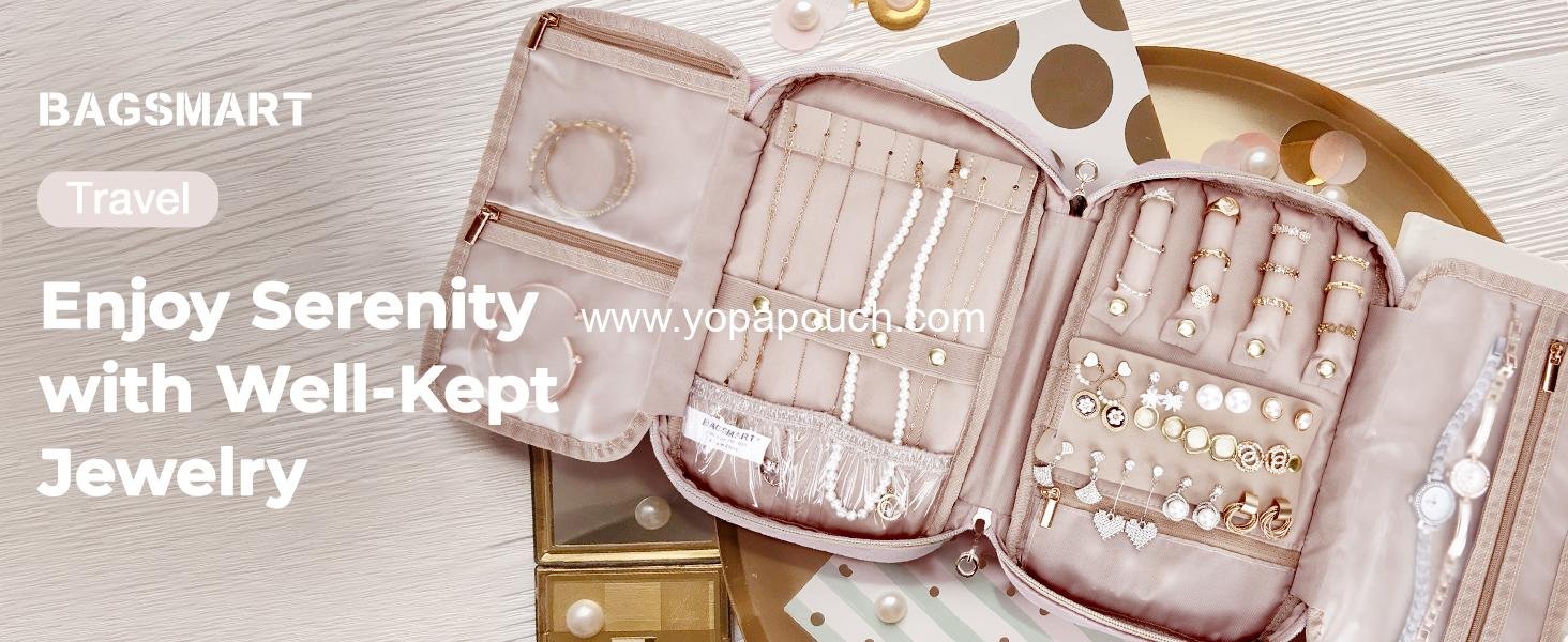 Wholesale Large Travel Jewelry Organizer Case for Necklace, Earrings, Rings, and Bracelets - Soft Pink Supplier