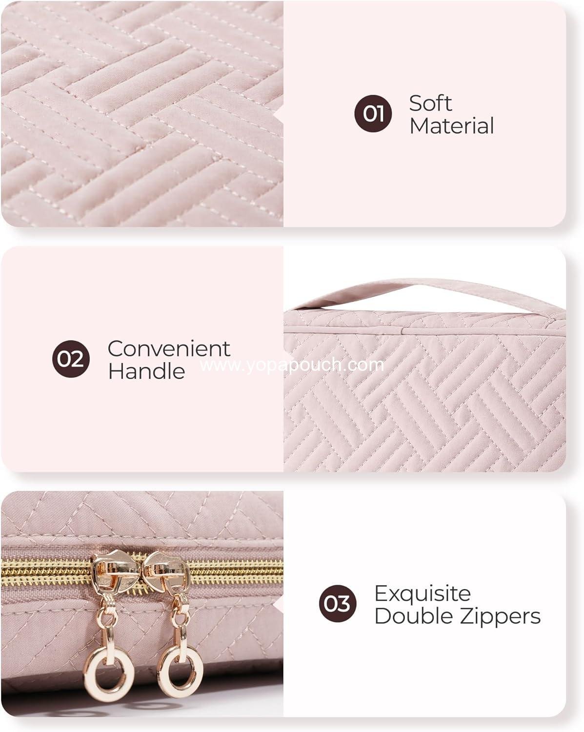 Wholesale Large Travel Jewelry Organizer Case for Necklace, Earrings, Rings, and Bracelets - Soft Pink Supplier