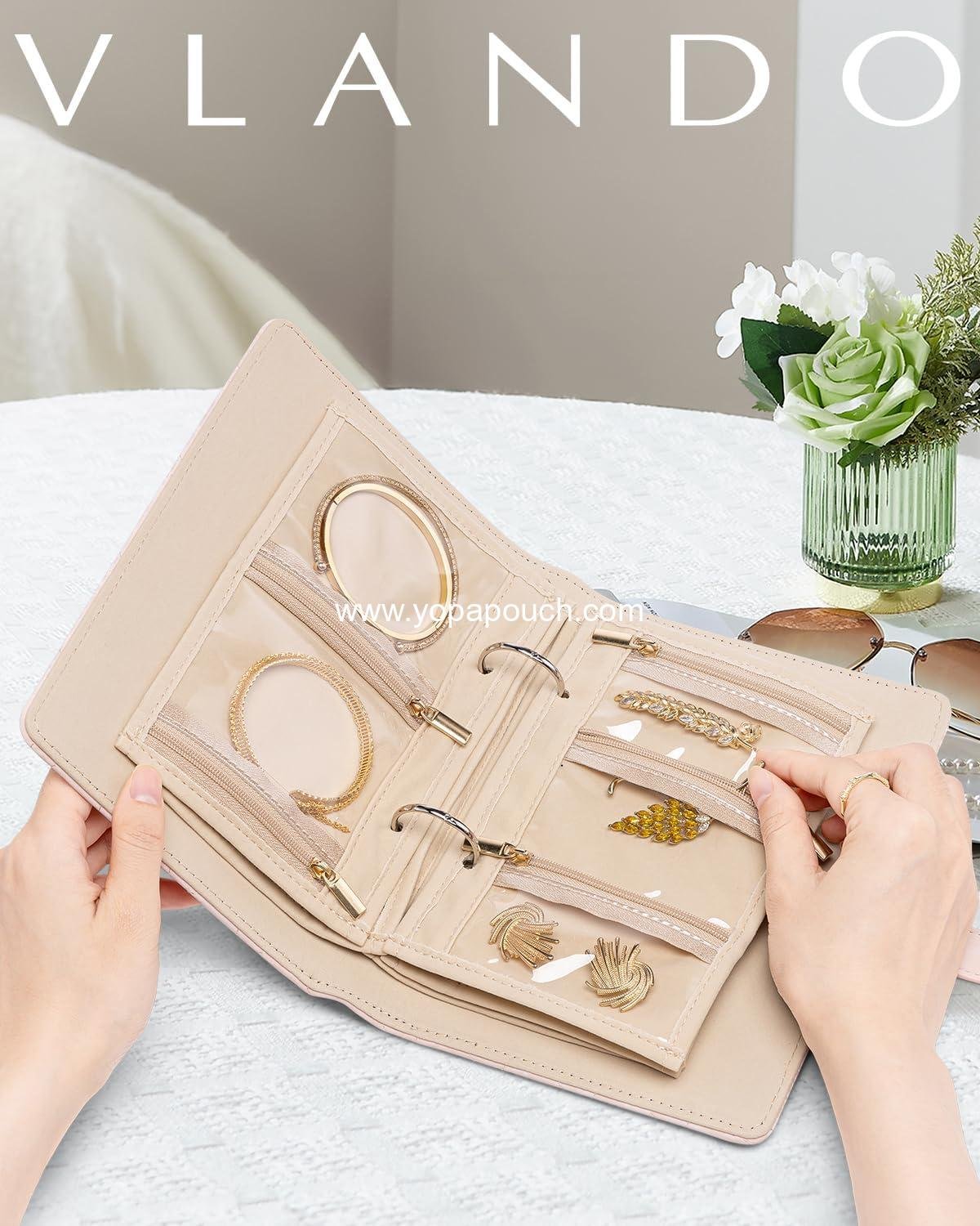 Wholesale Jewelry Organizer Box, Graduation Gift, Velvet Pouch, PU Leather Travel Case, Gift for Women - Pink, Supplier