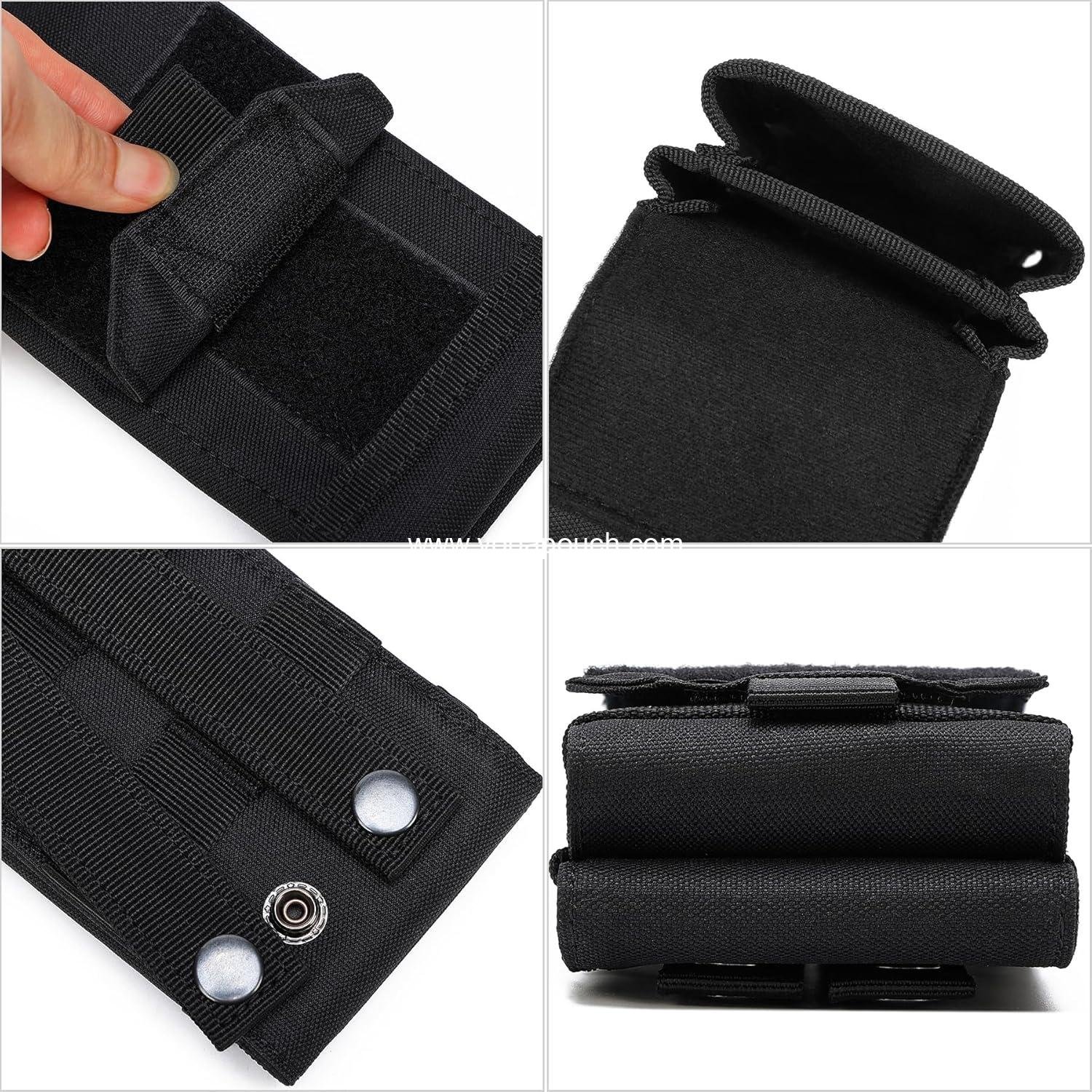 Wholesale Tactical Molle EDC Phone Pouch Universal Dual Mobile Phone Holster with US Flag Patch (Black) - Supplier
