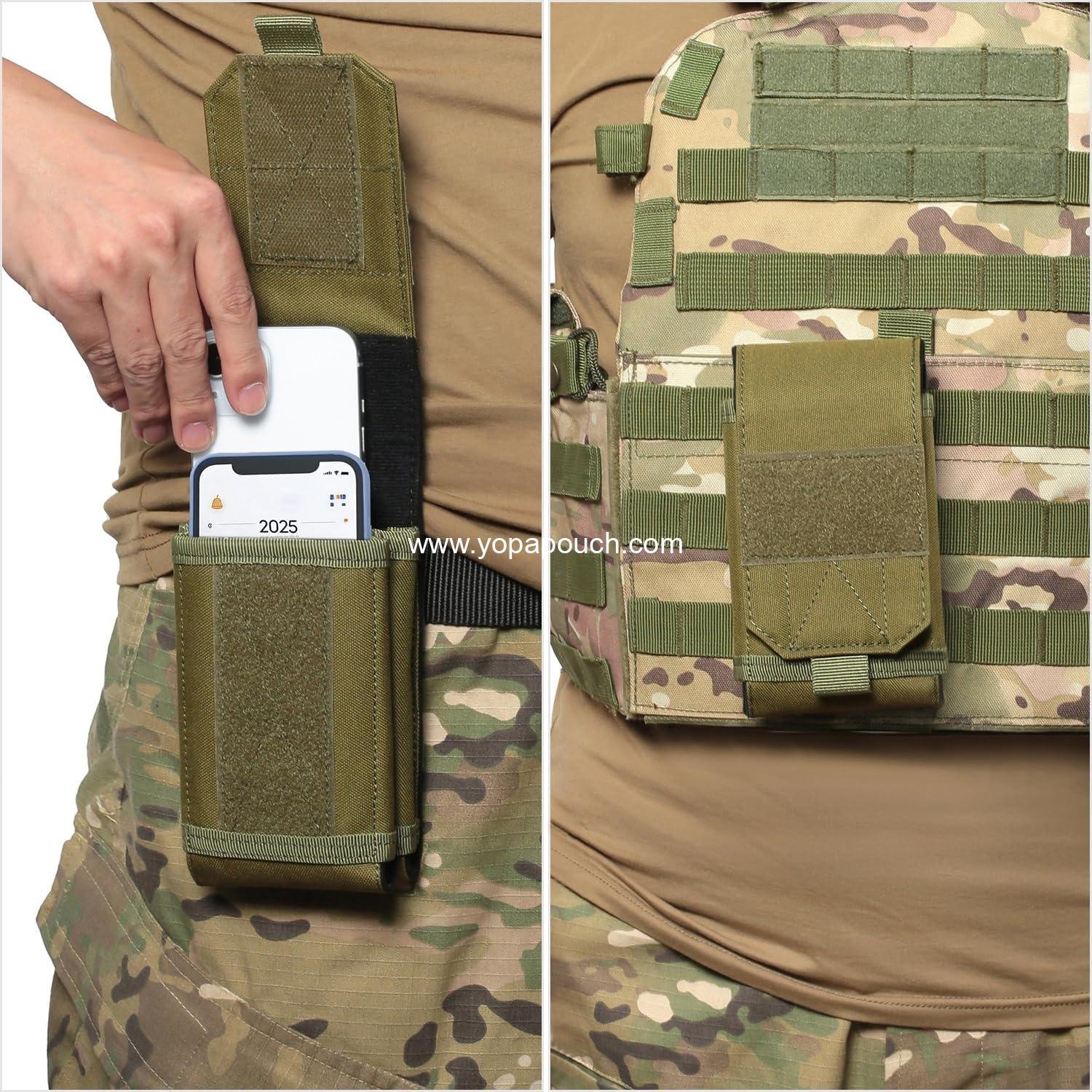 Wholesale Tactical Molle EDC Phone Pouch Universal Dual Mobile Phone Holster with US Flag Patch (Black) - Supplier