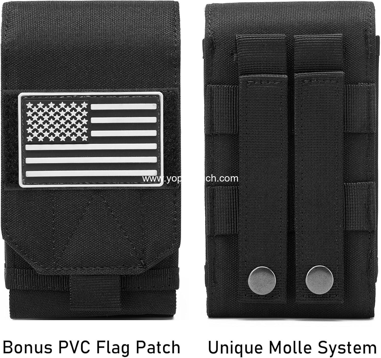 Wholesale Tactical Molle EDC Phone Pouch Universal Dual Mobile Phone Holster with US Flag Patch (Black) - Supplier