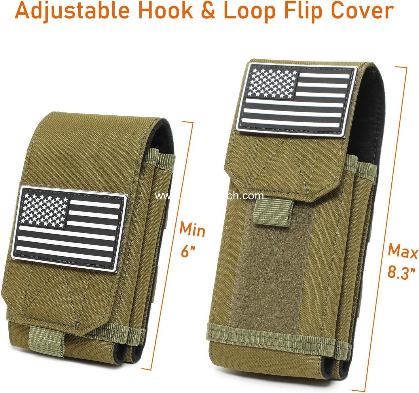Wholesale Tactical Molle EDC Phone Pouch Universal Dual Mobile Phone Holster with US Flag Patch (Black) - Supplier