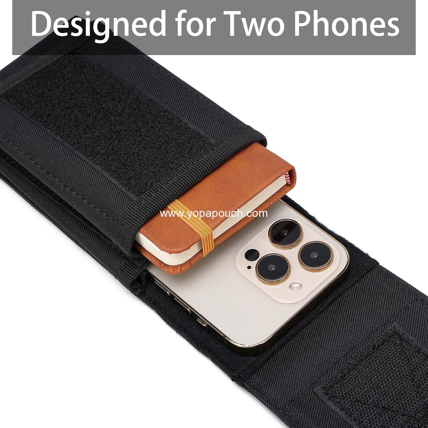 Wholesale Tactical Molle EDC Phone Pouch Universal Dual Mobile Phone Holster with US Flag Patch (Black) - Supplier