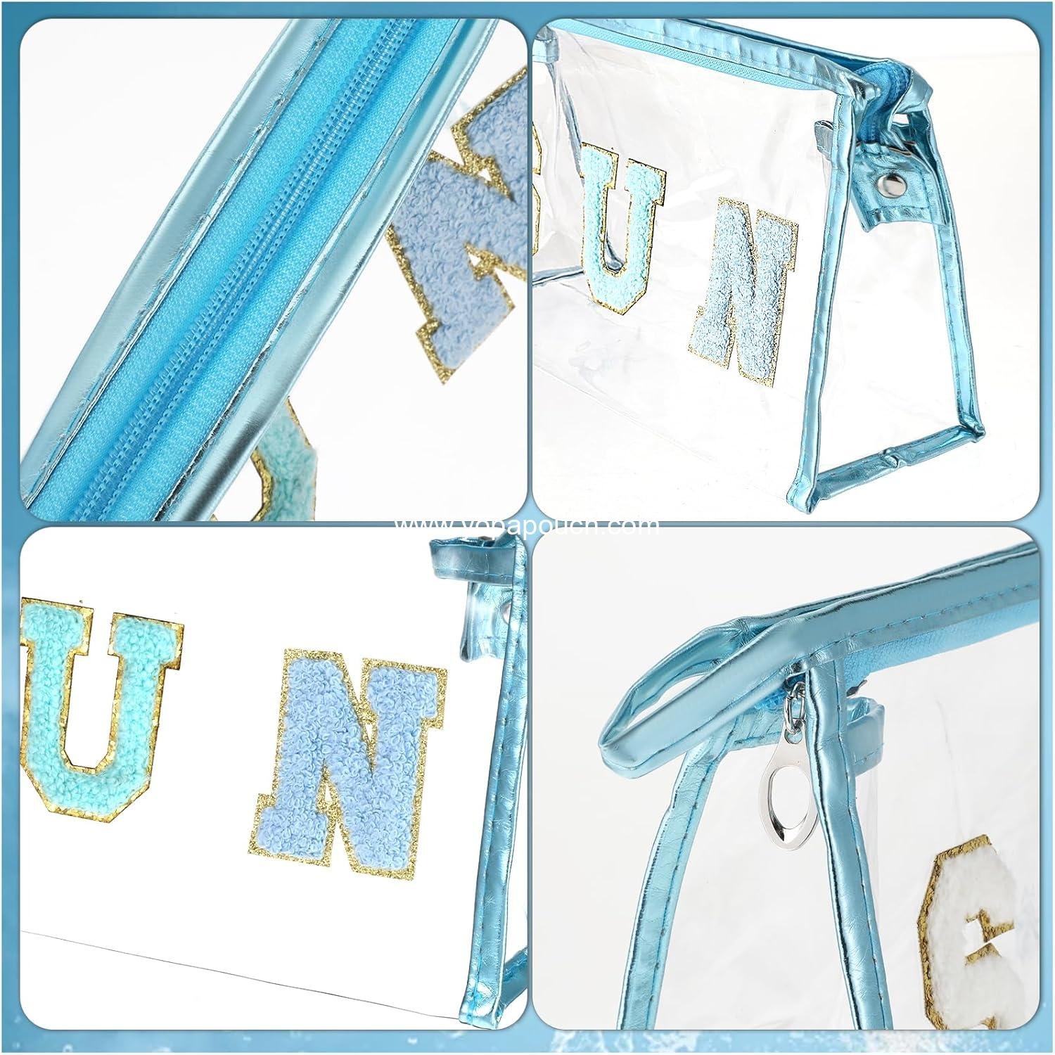 Wholesale Waterproof Sunscreen Pouch with Zipper, Clear Chenille Travel Toiletry Makeup Bag for Women and Girls - Supplier