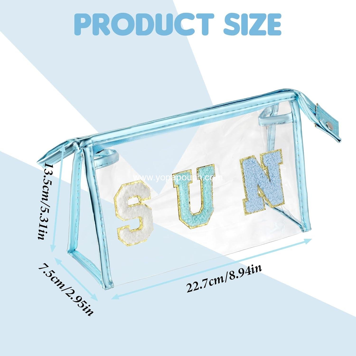 Wholesale Waterproof Sunscreen Pouch with Zipper, Clear Chenille Travel Toiletry Makeup Bag for Women and Girls - Supplier