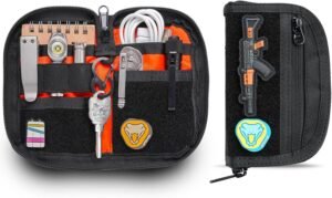 VIPERADE VE21 EDC Pouch Small Pocket Organizer with 9 Compartments, Pocket Tool Pouch with Patches Display Panel, Mini Organizer Bag for Men (Black)