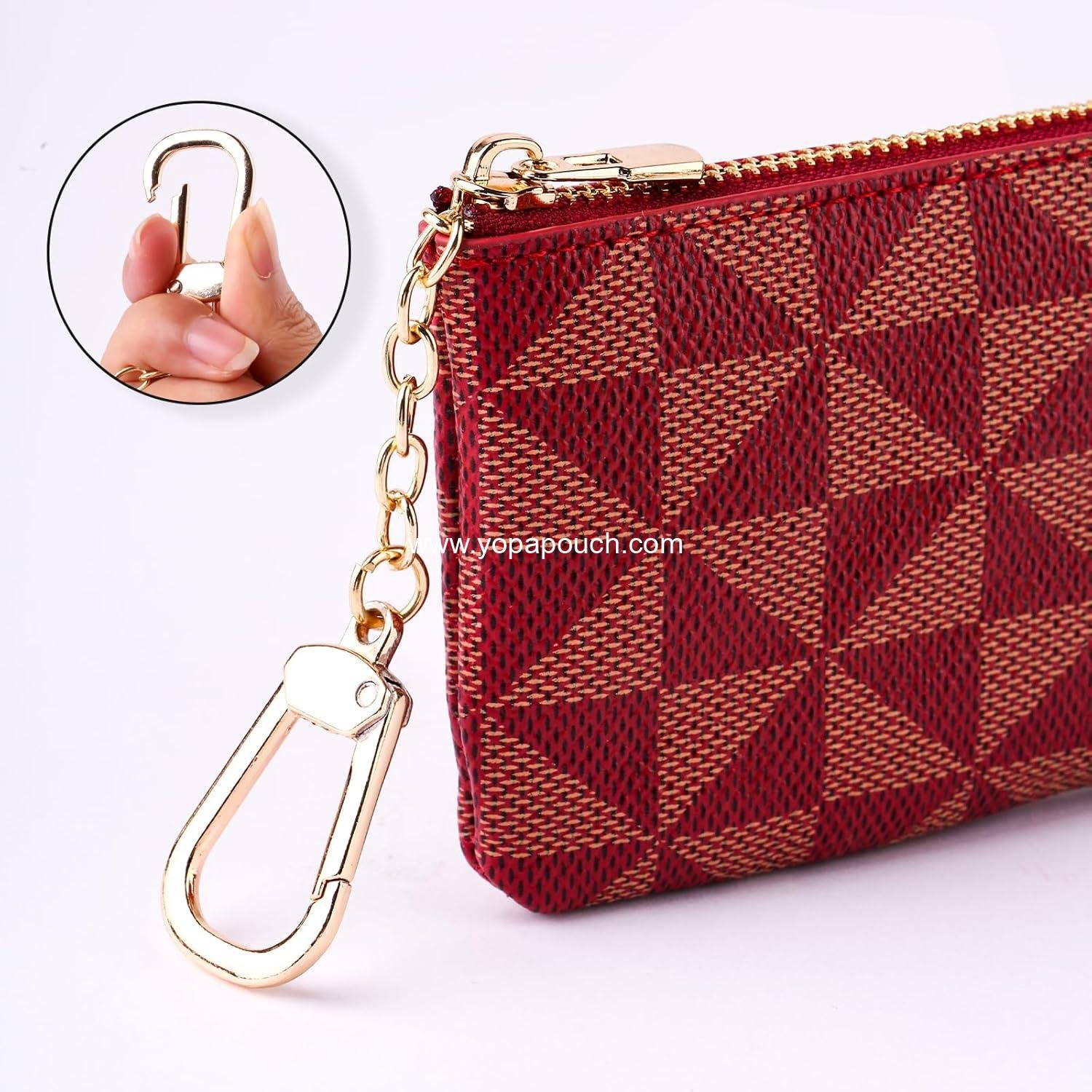 Wholesale Leather Coin Purse for Women with KeyChain, Small Zipper Change Pouch, Card Holder Wallet Clutch for Women & Men (Claret) - Factory
