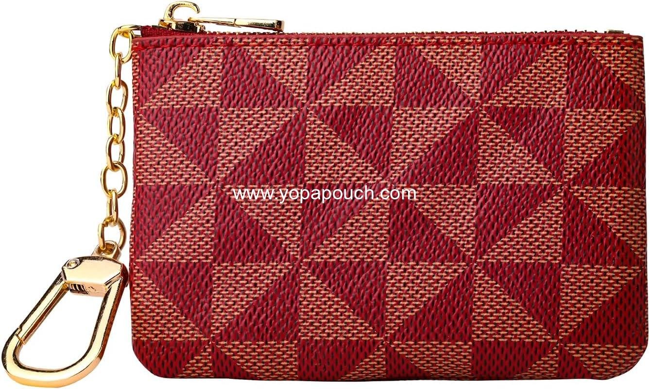 Wholesale Leather Coin Purse for Women with KeyChain, Small Zipper Change Pouch, Card Holder Wallet Clutch for Women & Men (Claret) - Factory