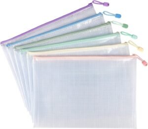 Tamaki 6 Pack Mesh Zipper Pouch Bags Waterproof Zipper Bags Durable Pouches for Organization Bag Board Game Storage, Document Bag Letter/A4