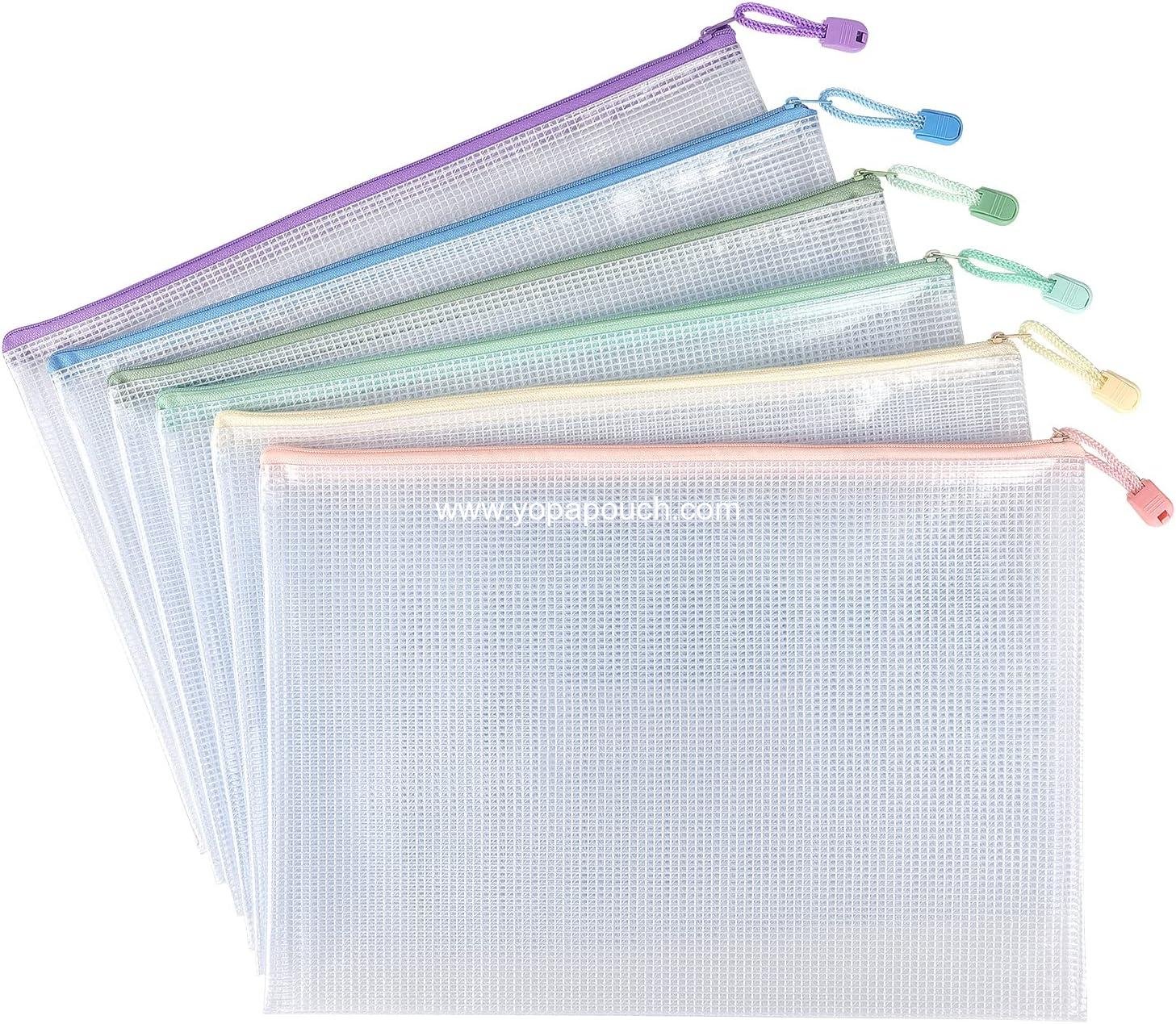 Tamaki 6 Pack Mesh Zipper Pouch Bags Waterproof Zipper Bags Durable Pouches for Organization Bag Board Game Storage, Document Bag Letter/A4