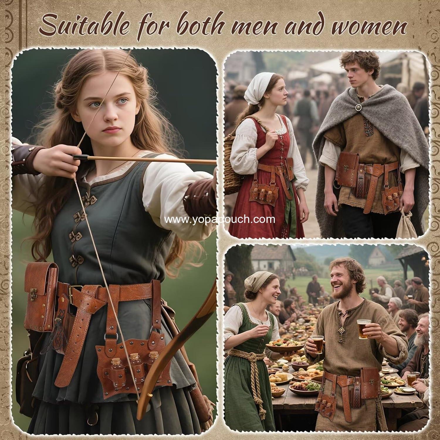 Wholesale Medieval Pirate Leather Belt Pouch for Potion Bottle Costume - Unisex Halloween Accessory (B Brown) Supplier