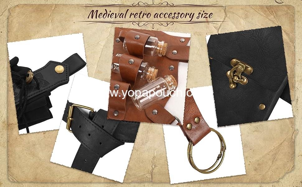 Wholesale Medieval Pirate Leather Belt Pouch for Potion Bottle Costume - Unisex Halloween Accessory (B Brown) Supplier