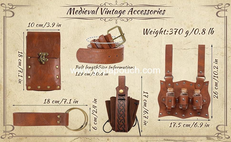 Wholesale Medieval Pirate Leather Belt Pouch for Potion Bottle Costume - Unisex Halloween Accessory (B Brown) Supplier