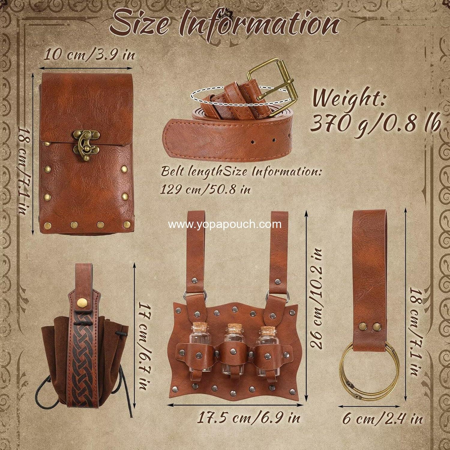 Wholesale Medieval Pirate Leather Belt Pouch for Potion Bottle Costume - Unisex Halloween Accessory (B Brown) Supplier
