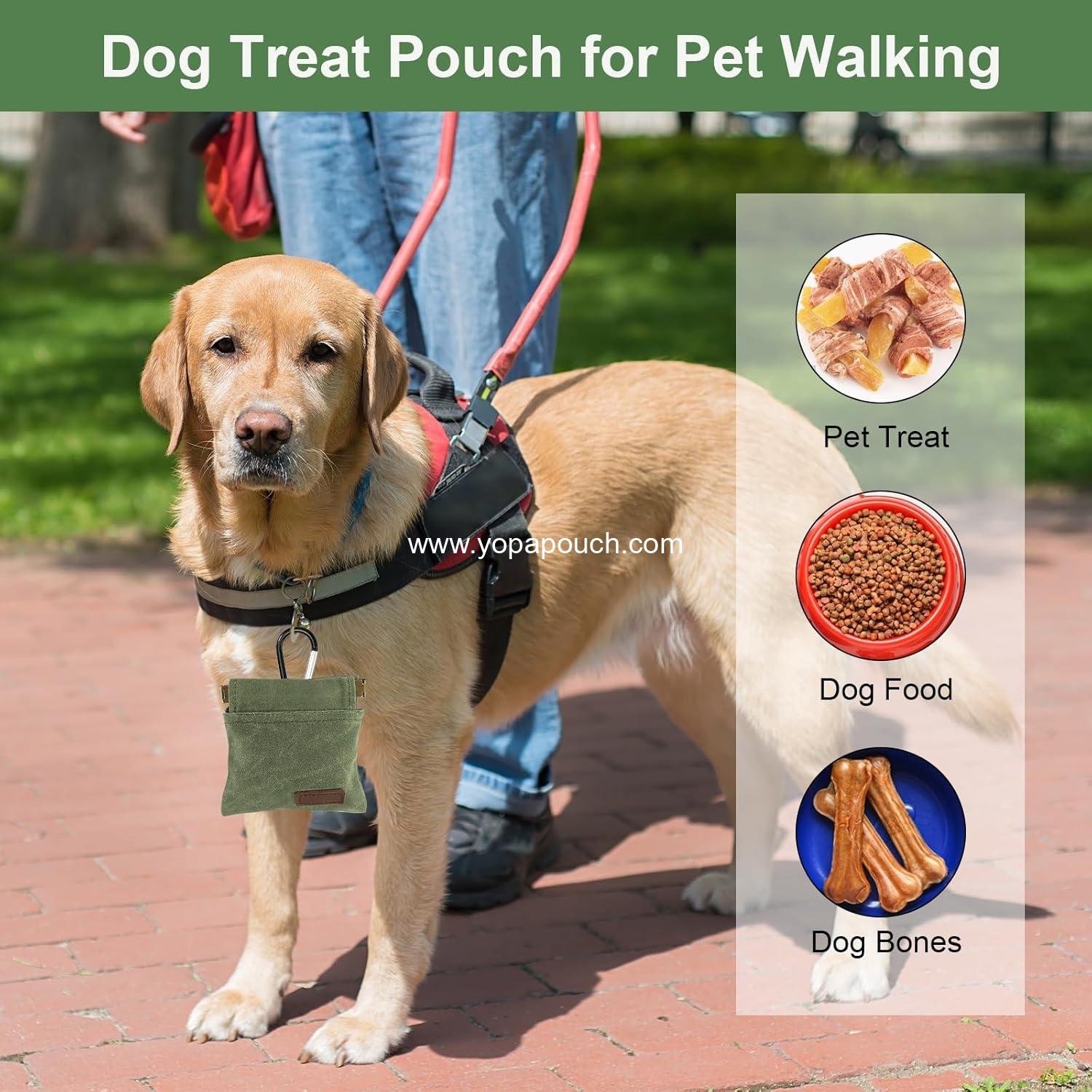 Wholesale Dog Treat Pouch 2Pcs, Portable Auto Closing Bag with Carabiner for Training, Travel, or Outdoor Use Black Green - Supplier