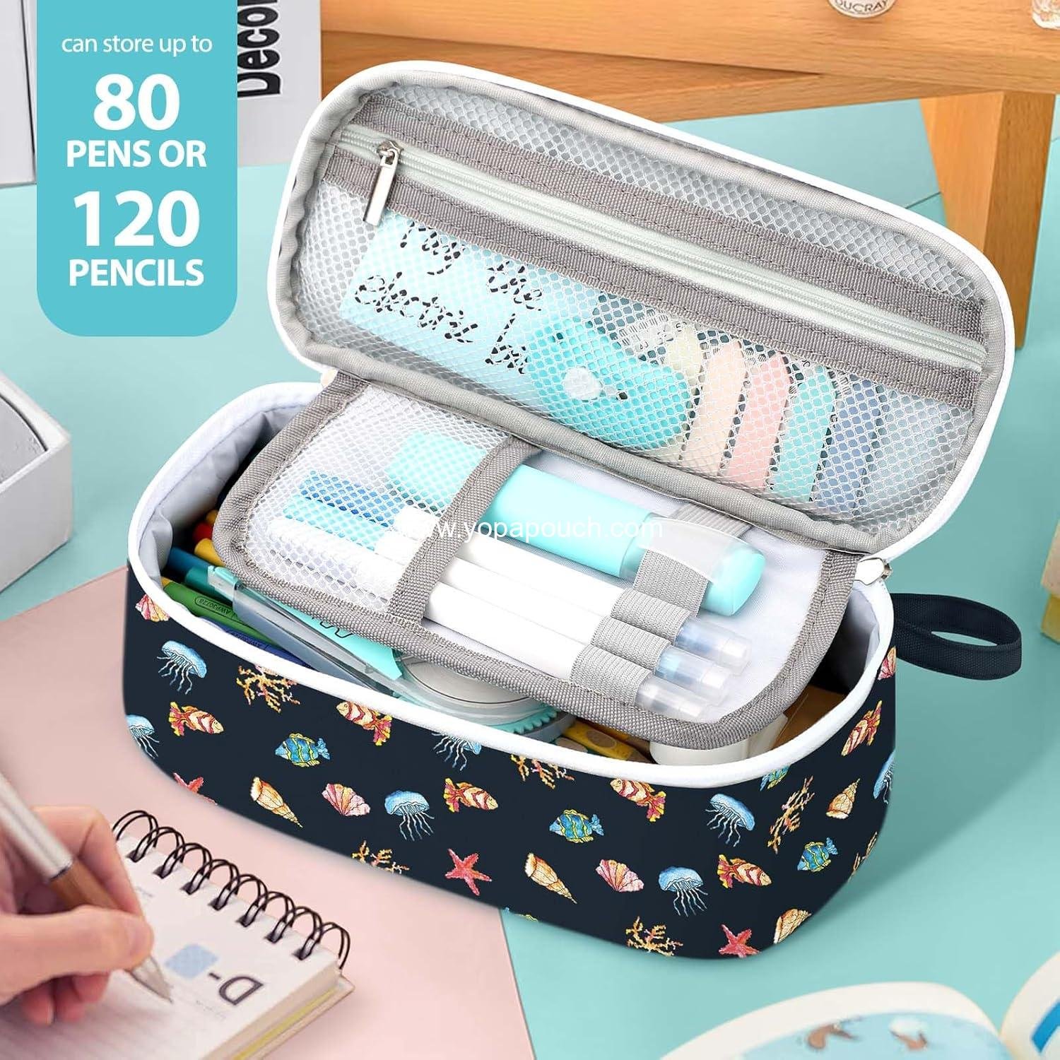 Wholesale Large Capacity Pencil Case Portable Pouch for School Supplies - Ideal for College Students, Girls, Boys, and Adults (Marine Life) Supplier