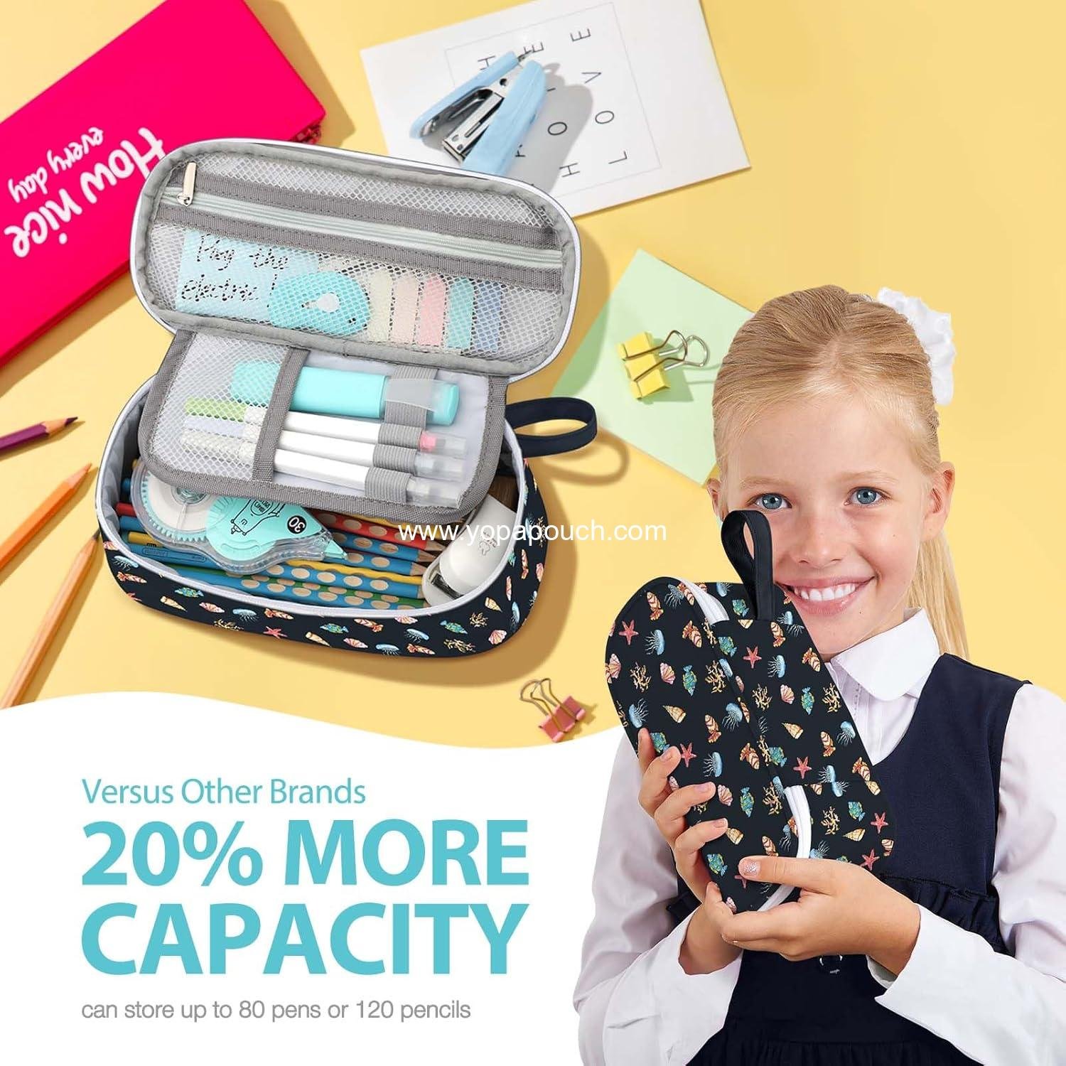 Wholesale Large Capacity Pencil Case Portable Pouch for School Supplies - Ideal for College Students, Girls, Boys, and Adults (Marine Life) Supplier