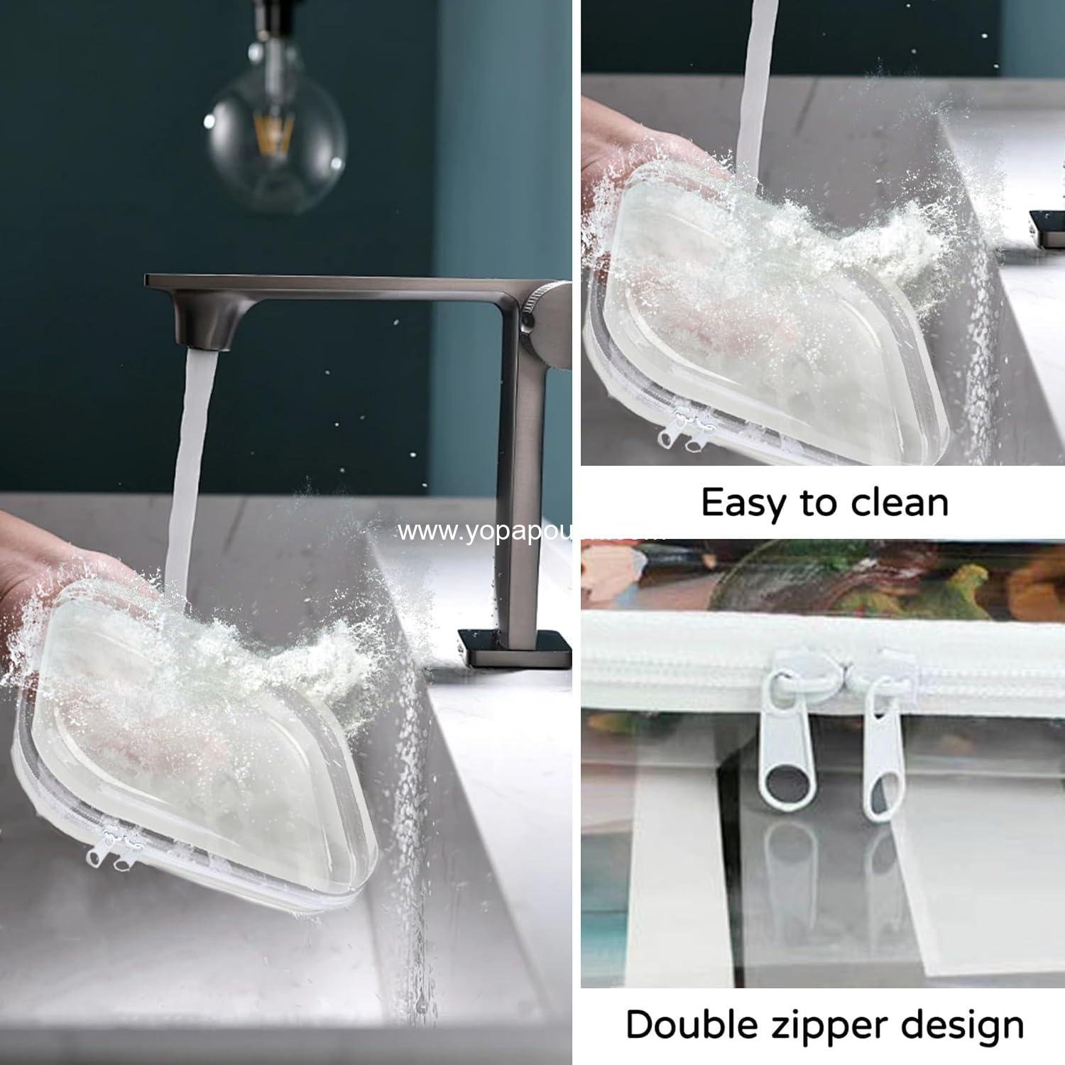 Wholesale 3PCS Clear Hard Plastic Zipper Case, Double Zipper Storage Pouch, Portable Travel Organizer for Makeup, Toys, Snacks, Cosmetics, Pencils, Diapers, Toiletries - Supplier