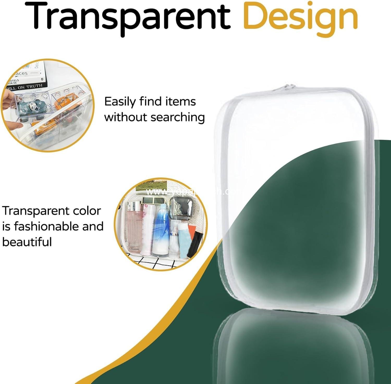 Wholesale 3PCS Clear Hard Plastic Zipper Case, Double Zipper Storage Pouch, Portable Travel Organizer for Makeup, Toys, Snacks, Cosmetics, Pencils, Diapers, Toiletries - Supplier