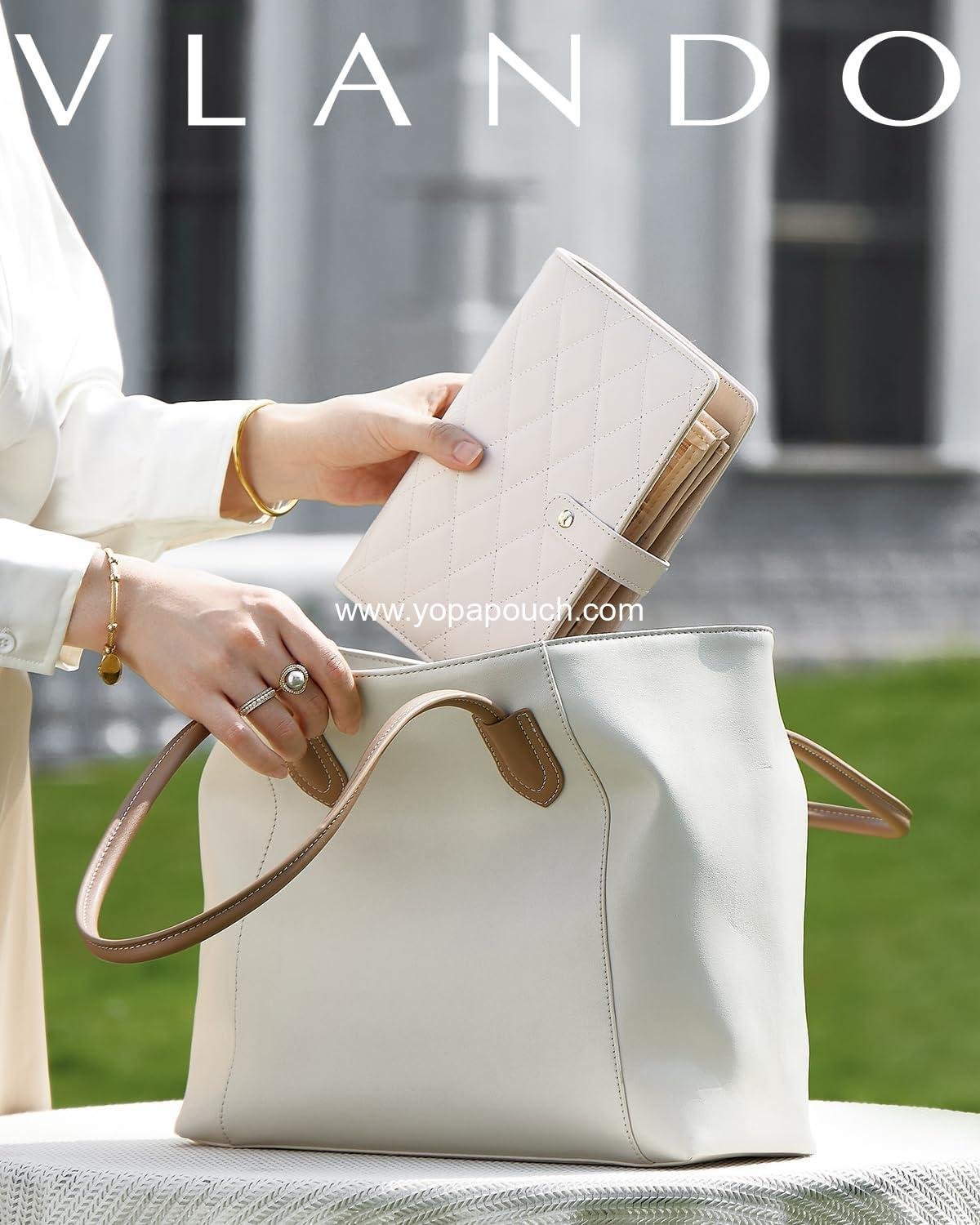 Wholesale Jewelry Organizer Case, Travel Jewelry Storage Book with Clear Zipper Velvet Pouches for Rings, Necklaces, Earrings - Cream White, Supplier