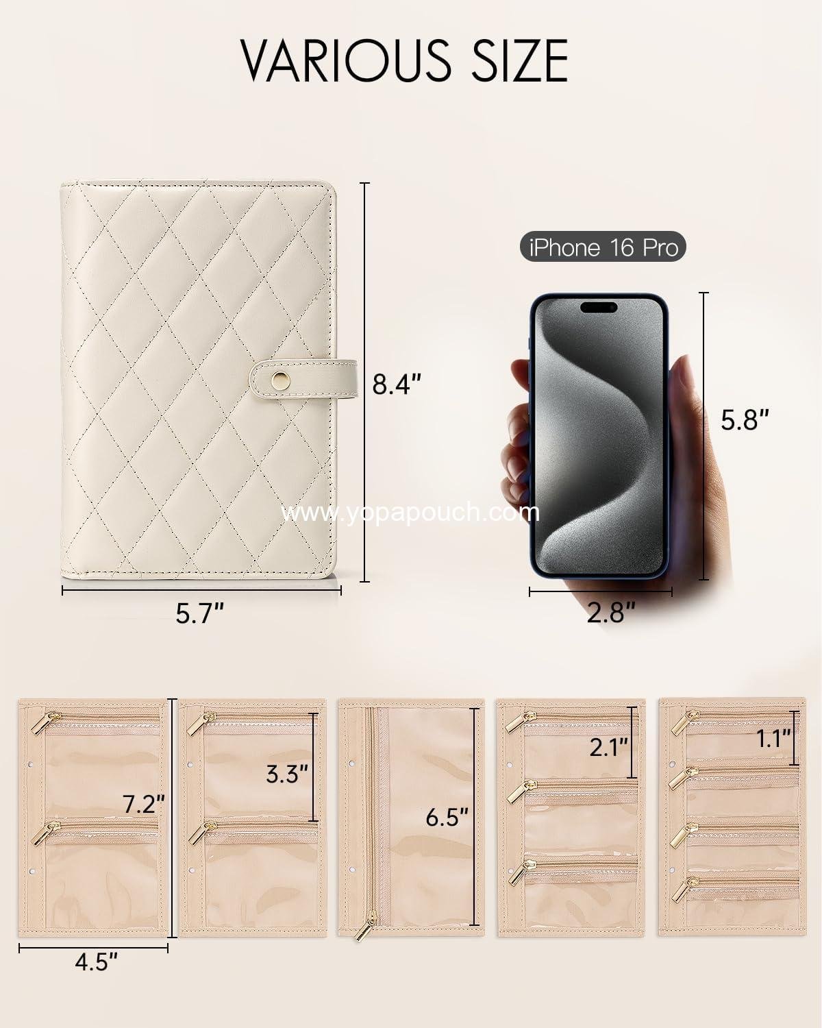 Wholesale Jewelry Organizer Case, Travel Jewelry Storage Book with Clear Zipper Velvet Pouches for Rings, Necklaces, Earrings - Cream White, Supplier