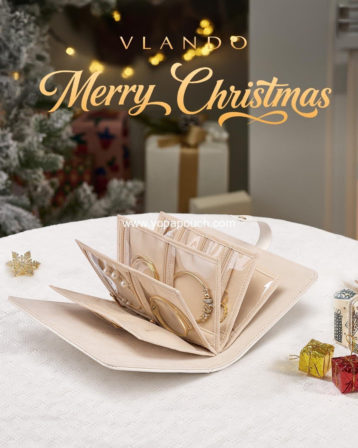 Wholesale Jewelry Organizer Case, Travel Jewelry Storage Book with Clear Zipper Velvet Pouches for Rings, Necklaces, Earrings - Cream White, Supplier