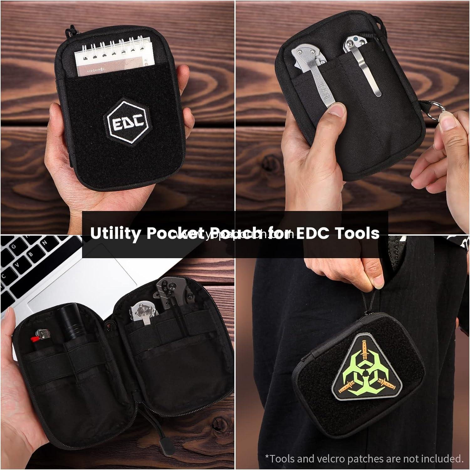 Wholesale Nylon EDC Pocket Pouch Organizer with Hook and Loop Closure - 5x7 inches, Durable, Compact, Lightweight Supplier