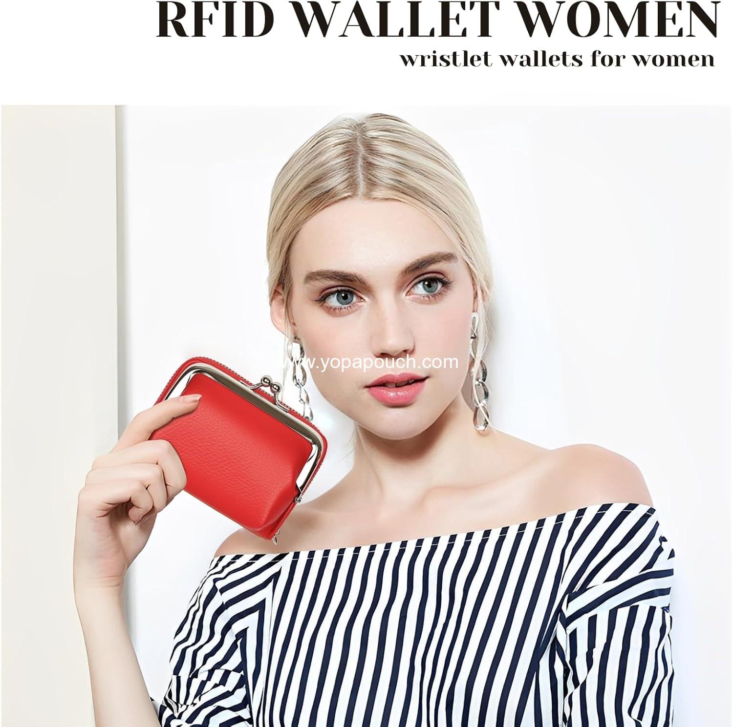 OEM Women's RFID Blocking Zip-Around Wristlet Wallet with Coin Purse and Card Slots - Vegan Leather with Secure Clasp (Gift Ready) (Red) - Supplier