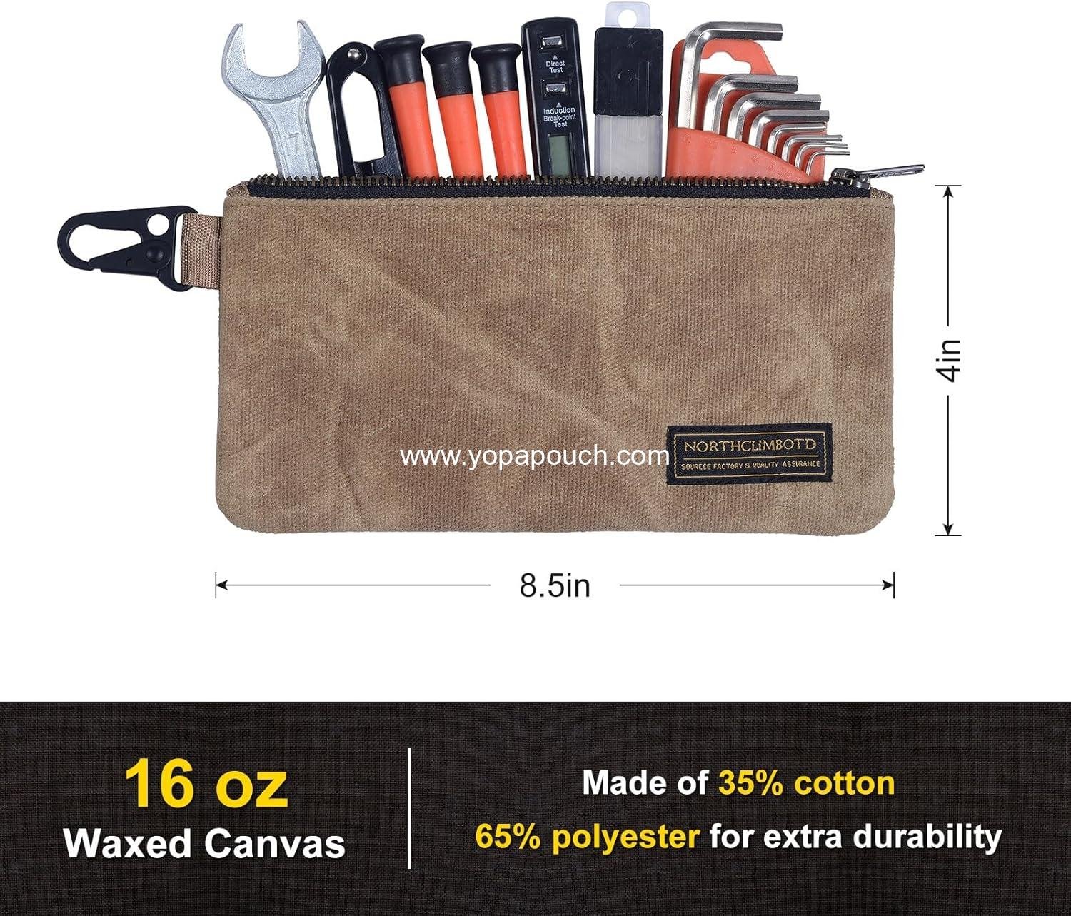 Wholesale Small Tool Bag, Waxed Canvas Zippered Pouch, Utility Tool Pouch for Organizers and Storage, 8.5