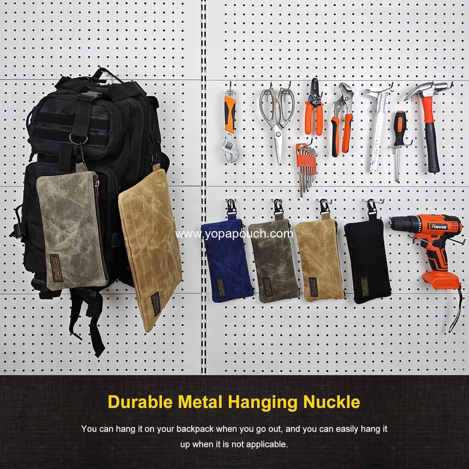 Wholesale Small Tool Bag, Waxed Canvas Zippered Pouch, Utility Tool Pouch for Organizers and Storage, 8.5