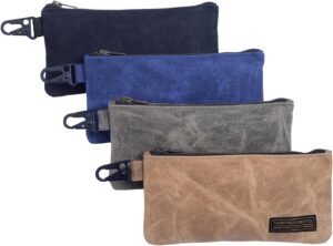Small Tool Bag, Waxed Canvas Zippered Pouch, Tool Pouches with Zipper, Utility Small Tool Pouch for Tool Organizers and Storage, 8.5" x 4" - 4-Pack