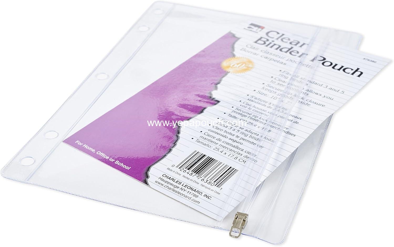 Charles Leonard Pencil Pouch for Binder, 1 Pocket with Zipper Closure, Clear Vinyl, 24-Pack (76380-ST)