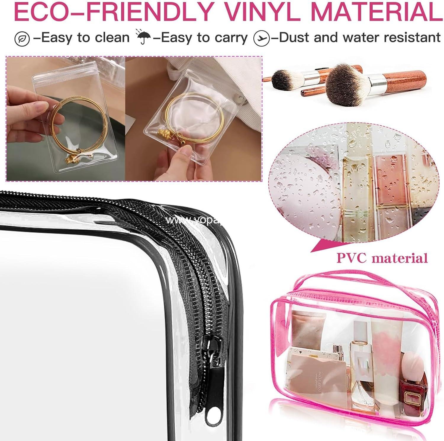 Wholesale 6 Pack Clear Travel Toiletry Makeup Bags, TSA Approved Quart Size Cosmetic Bags with Zippers for Women and Men, Carry-On Airline Compliant, 6 Colors Supplier