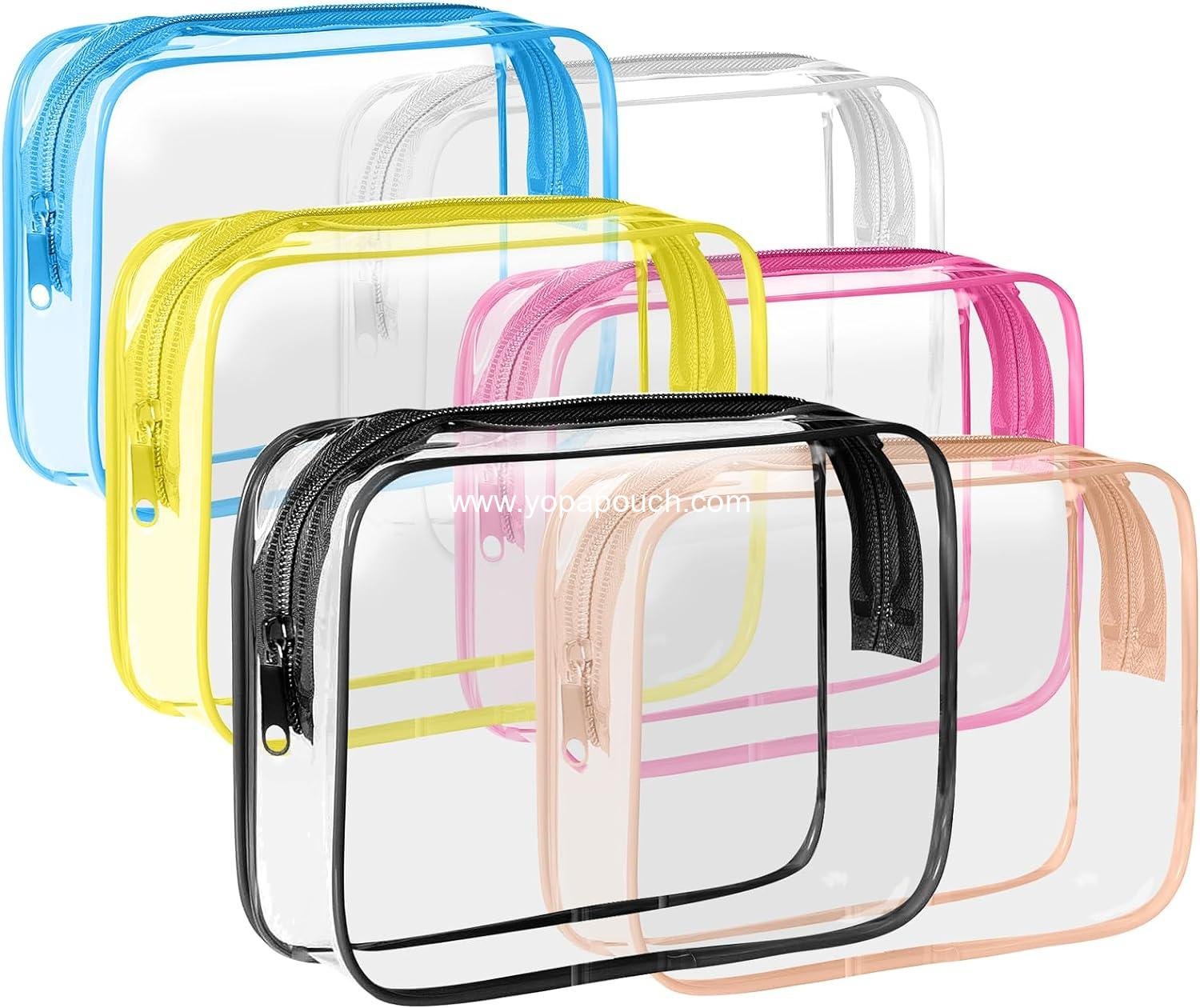 6 Pack Toiletry Bag Makeup Bag Cosmetic Bag, TSA Approved Clear Travel Toiletry Bag wih Zippers, Quart Size Travel Makeup Cosmetic Bag for Women Men, Carry on Airport Airline Compliant Bag, 6 Colors